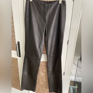 DKNY Brown Genuine Leather Pants Women's Vintage Clothing size 4